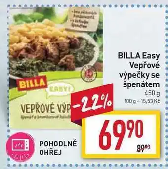 Billa Billa easy vepřové výpečky se špenátem 450 g nabídka