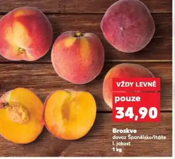Kaufland Broskve dovoz Španělsko/Itálie I. jakost nabídka