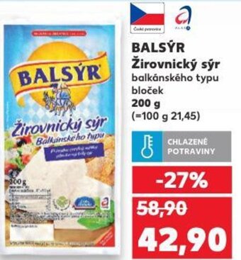 Kaufland BALSÝR Žirovnický sýr nabídka