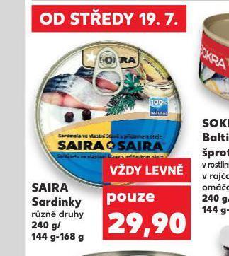 Kaufland Saira sardinky nabídka