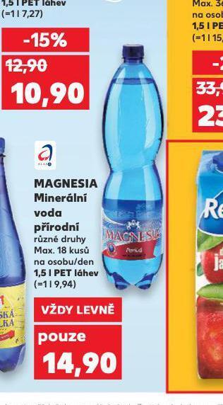 Kaufland Magnesia minerální voda přírodní nabídka