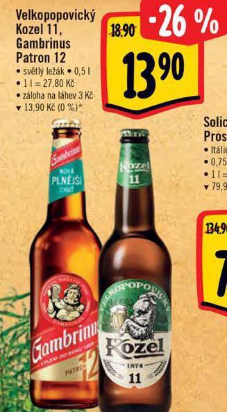 Albert Pivo velkopopovický kozel nabídka