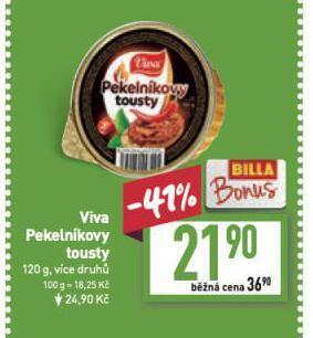 Billa Viva pekelníkovy tousty nabídka