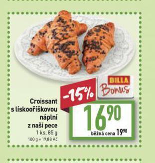 Billa Croissant s lískooříškovou náplní nabídka