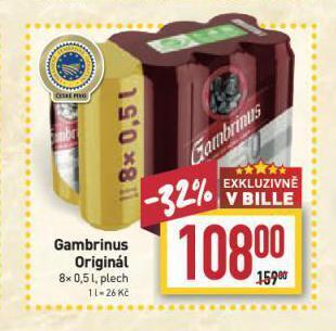 Billa Pivo gambrinus nabídka