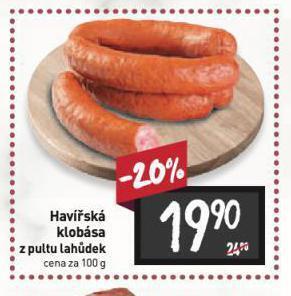 Billa Havířská klobása nabídka