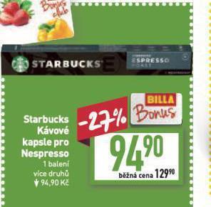 Billa Kávové kapsle starbucks nabídka