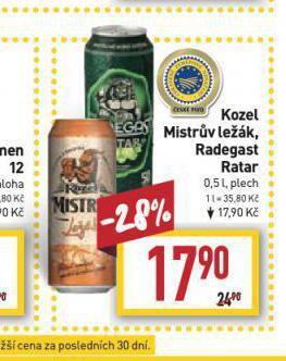 Billa Pivo velkopopovický kozel nabídka