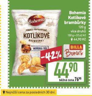 Billa Bohemia kotlíkové brambůrky nabídka