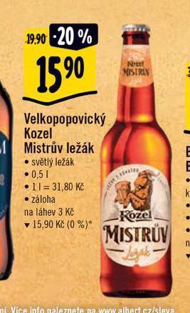 Albert Pivo velkopopovický kozel nabídka