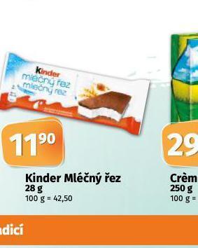Kinder mléčný řez