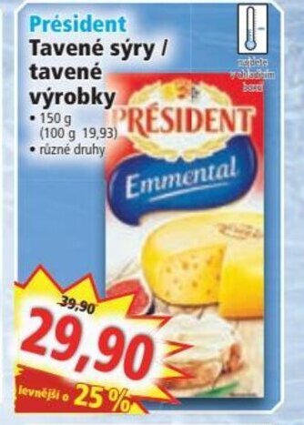 Norma Président Tavené sýry / tavené výrobky nabídka