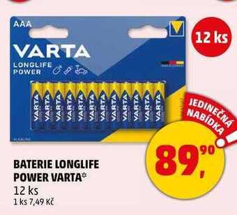 Penny Market Baterie longlife power varta, 12 ks nabídka