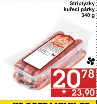 Jip Striptýzky: kuřecí párky: 340 g nabídka