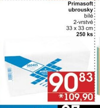 Jip Primasoft: ubrousky: bílé 2-vrstvé 33 x 33 cm: 250 ks: nabídka