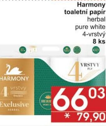 Jip Harmony: toaletní papír: herbal: pure white 4-vrstvý: 8 ks: nabídka