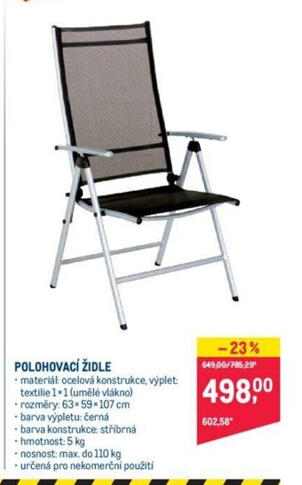 Makro POLOHOVACÍ ŽIDLE nabídka