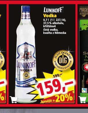 Norma Lunikof vodka nabídka