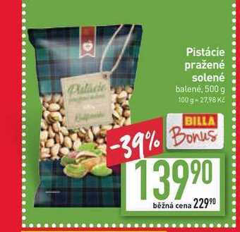 Billa Pistácie pražené solené balené, 500 g nabídka