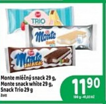 Monte mléčný snack 29 g, Monte snack white 29 g, Snack Trio 29 g