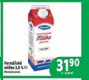 Brněnka Farmarske mleko 3.6 % 1 l nabídka