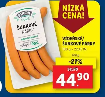 Lidl VÍDEŇSKÉ/ ŠUNKOVÉ PÁRKY nabídka