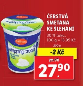 Lidl ČERSTVÁ SMETANA KE ŠLEHÁNÍ nabídka