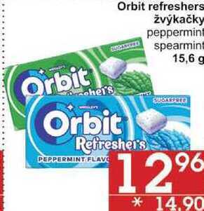 Orbit refreshers žvýkačky peppermint spearmint, 15,6 g