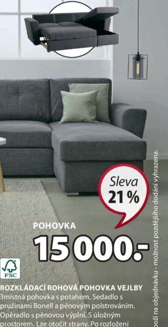 JYSK ROZKLÁDACÍ ROHOVÁ POHOVKA VEJLBY nabídka