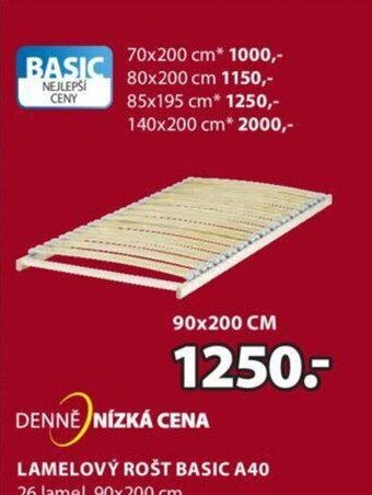JYSK LAMELOVÝ ROŠT BASIC A40 26 lamel. 90x200 cm nabídka