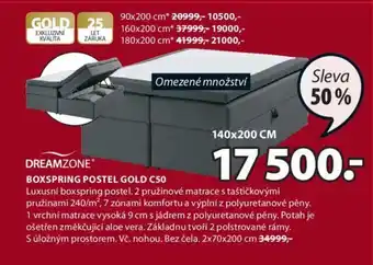 JYSK BOXSPRING POSTEL GOLD C50 nabídka