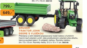 Dráčik BRUDER TRAKTOR JOHN DEERE S VLEČKOU nabídka