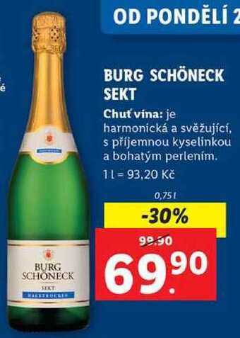 Lidl Burg schöneck sekt, 0,75 l nabídka