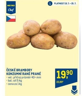 Makro ČESKÉ BRAMBORY KONZUMNÍ RANÉ PRANÉ nabídka