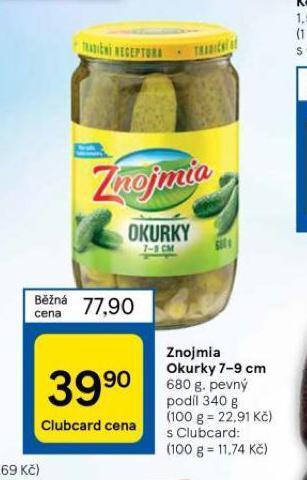 Tesco Znojmia okurky 7-9 cm nabídka
