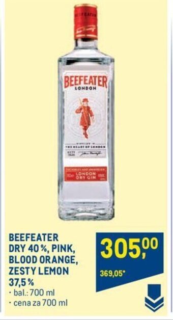 Makro BEEFEATER DRY 40%, PINK, BLOOD ORANGE, ZESTY LEMON 37,5% nabídka