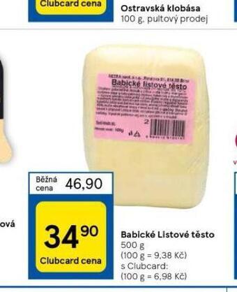 Tesco Babické listové těsto nabídka
