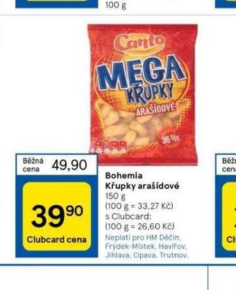 Tesco Bohemia křupky arašídové nabídka