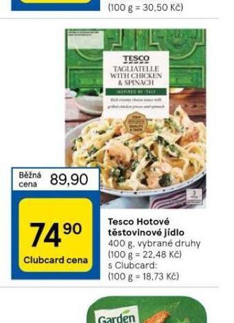 Tesco Tesco hotové těstovinové jídlo nabídka