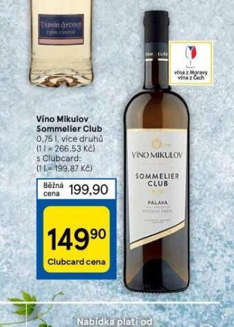 Tesco Víno mikulov sommelier club nabídka