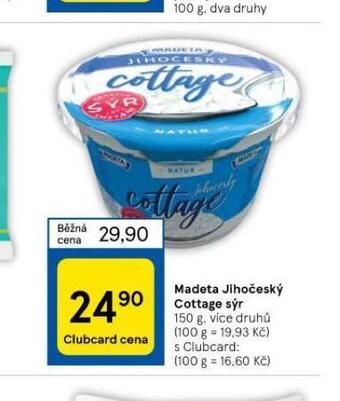 Tesco Madeta jihočeský cottage sýr nabídka