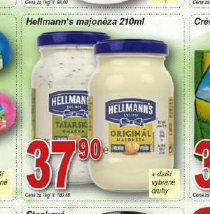 Hruška Hellmann´s tatarská omáčka, majonéza nabídka