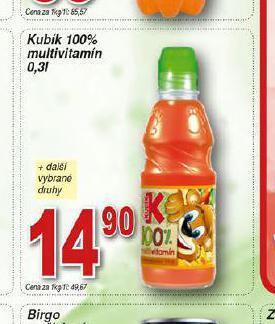 Hruška Kubík 100% multivitamín nabídka