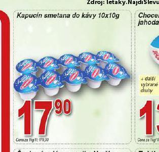 Hruška Kapucín smetana do kávy nabídka