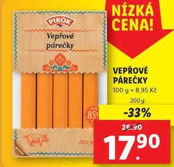 Lidl Vepřové párečky, 200 g nabídka