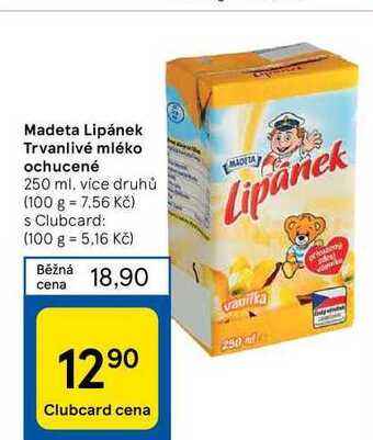 Tesco Madeta lipánek trvanlivé mléko ochucené 250 ml nabídka