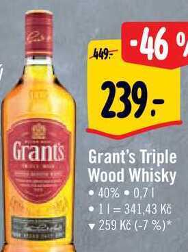 Albert Grant's triple wood whisky, 0,7 l nabídka