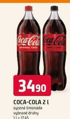 Trefa Coca-cola 2l, vybrané druhy 2l nabídka