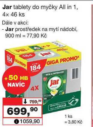 Barvy a laky drogerie Jar tablety do myčky all in 1, 4x 46 ks nabídka