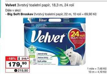 Barvy a laky drogerie Velvet 3vrstvý toaletní papír, 18,3 m, 24 rolí nabídka
